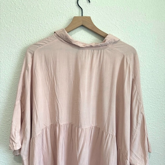 J Gee Women's 1X Pink Popover Blouse Eyelette Boho Rayon Floral Casual High Low - Picture 9 of 11